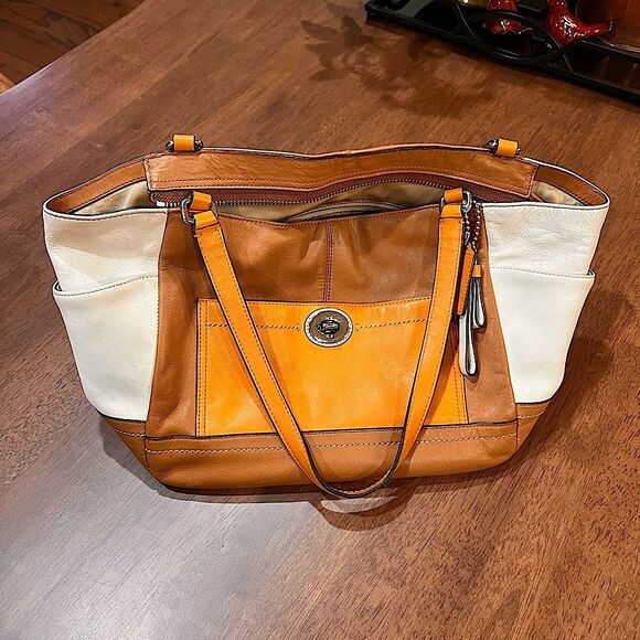 COACH 2181 Park Colorblock North/South Tote ( F24391) SILVER/NATURAL MULTI Color - Picture 5 of 9